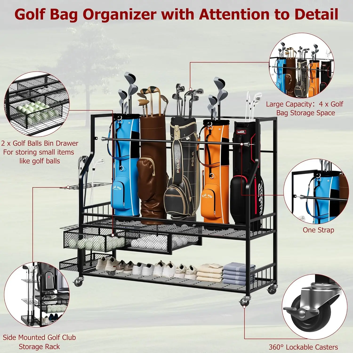 Wielofunkcyjny regał na torby  – Golf Equipment Garage Organizer recenzja i cena