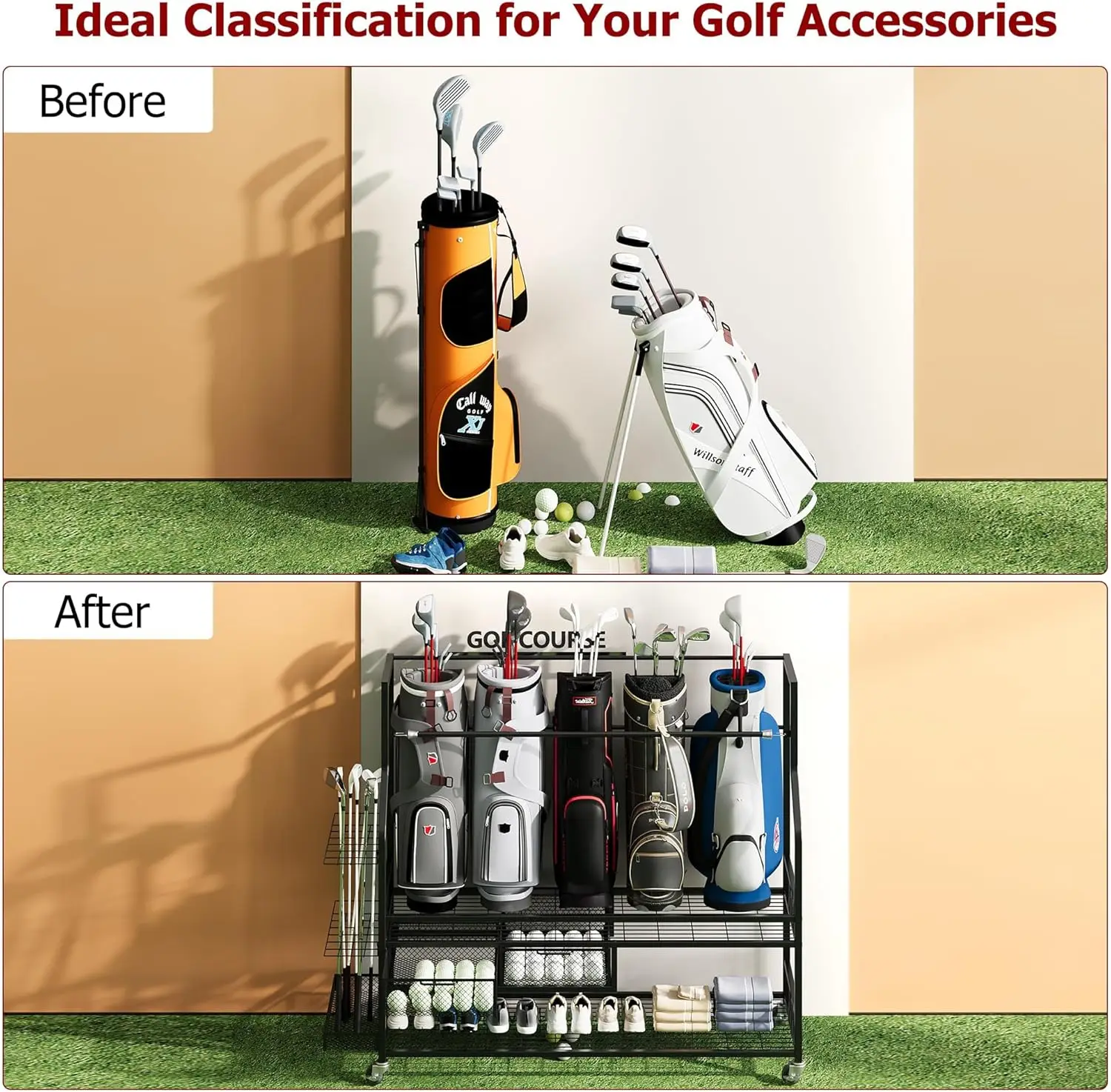 Wielofunkcyjny regał na torby  – Golf Equipment Garage Organizer recenzja i cena